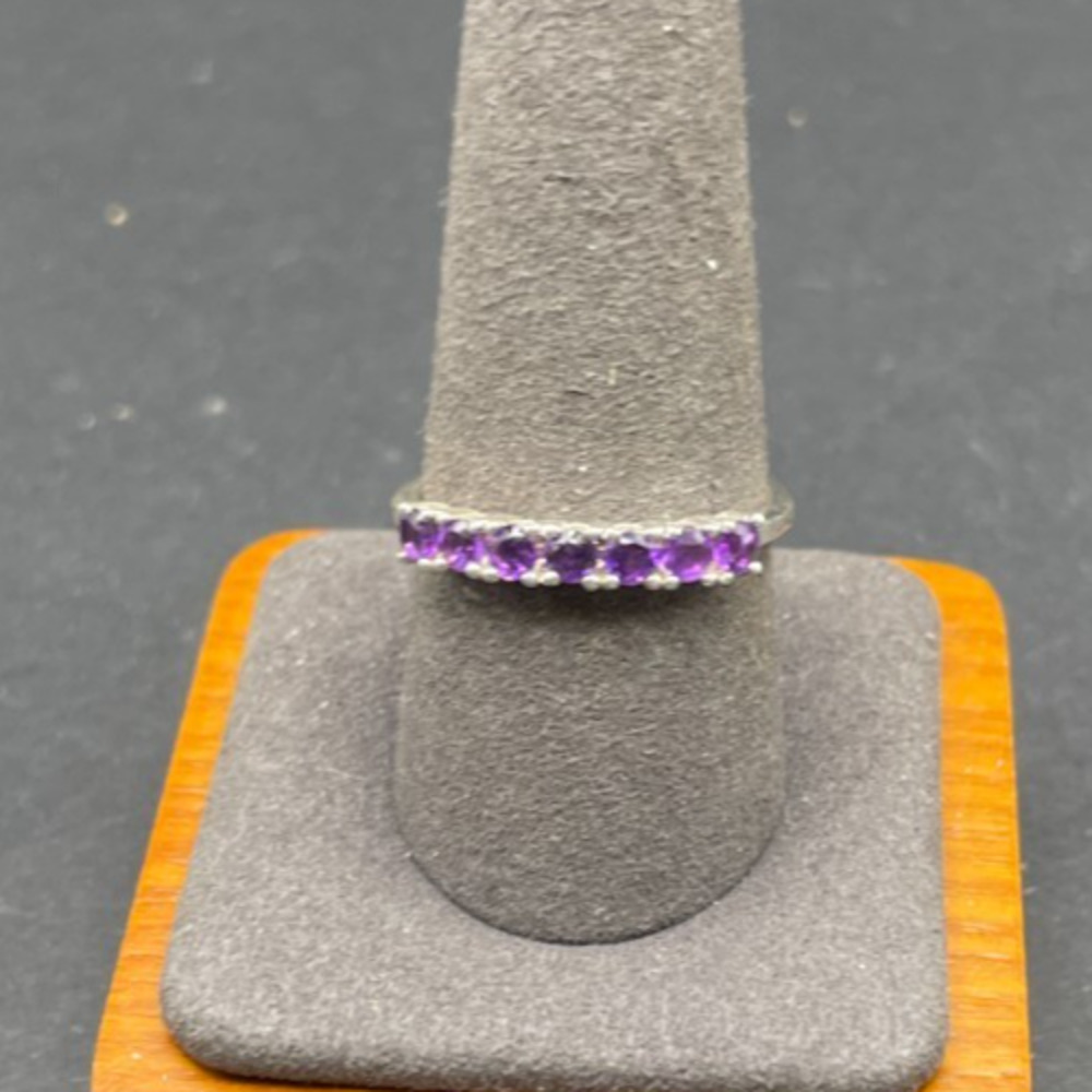 D'joy Amethyst Half Eternity Band Purple Gemstone Stacking Ring Sz 10